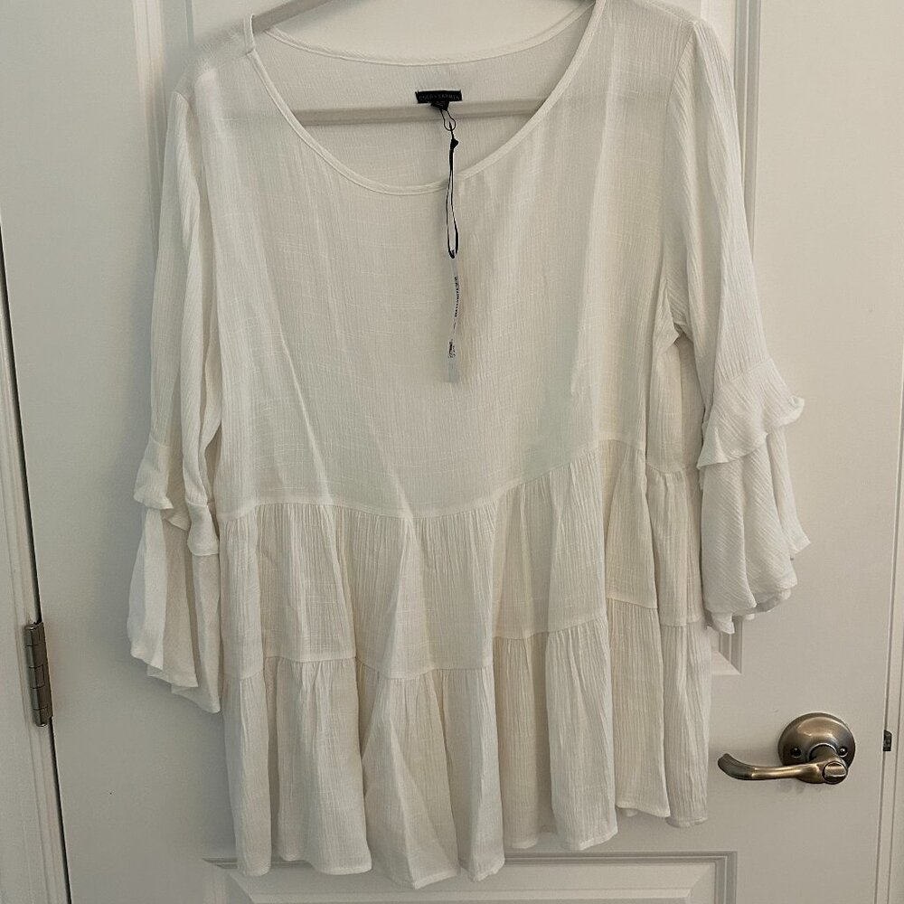 NWT Coco + Carmen Tiered White Blouse - Size S/M